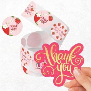 Thank You Design Cards 50pc and Rolls Stickers 500pc Thank you Berry much”